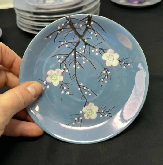 Vintage Japanese luster cherry blossom snack plate