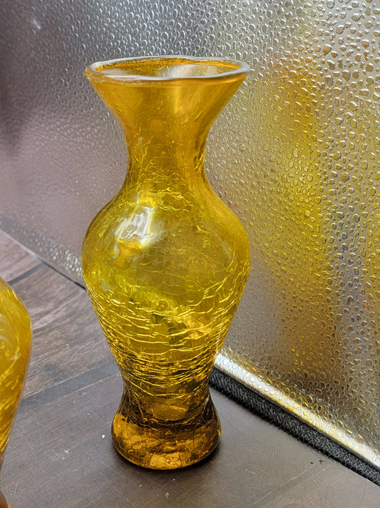Orange crackle glass vase