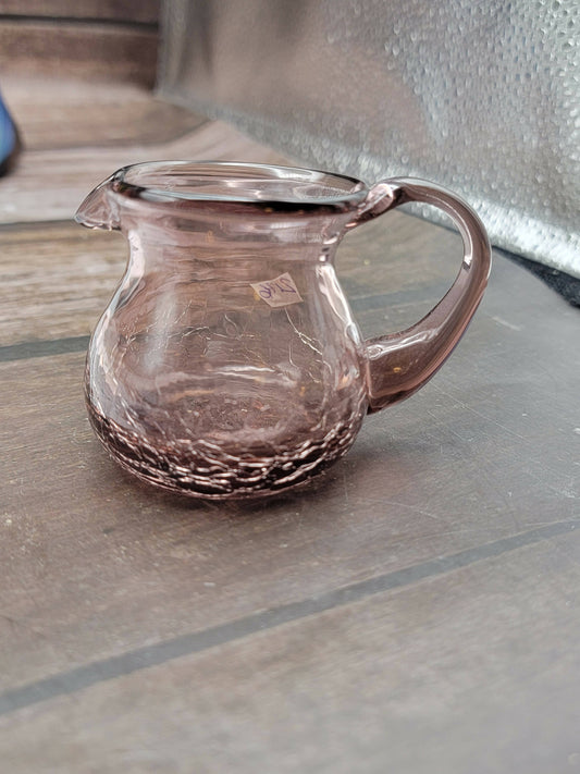Mini purple crackle glass pitcher
