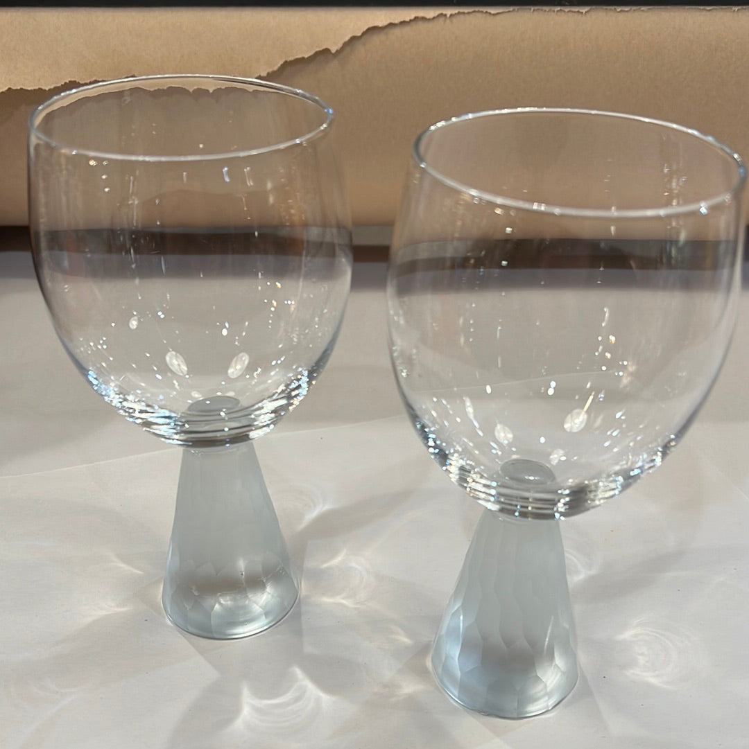 Vtg Frosted Etched Stem Wine Glass/Goblet