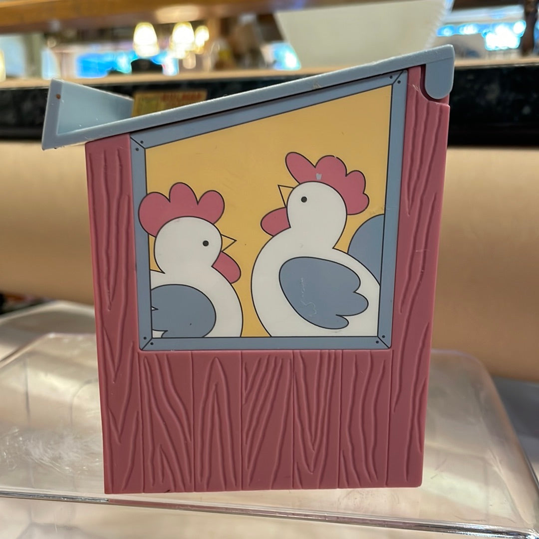 1980's Pastel Chicken Coop Recipe Box w/cards