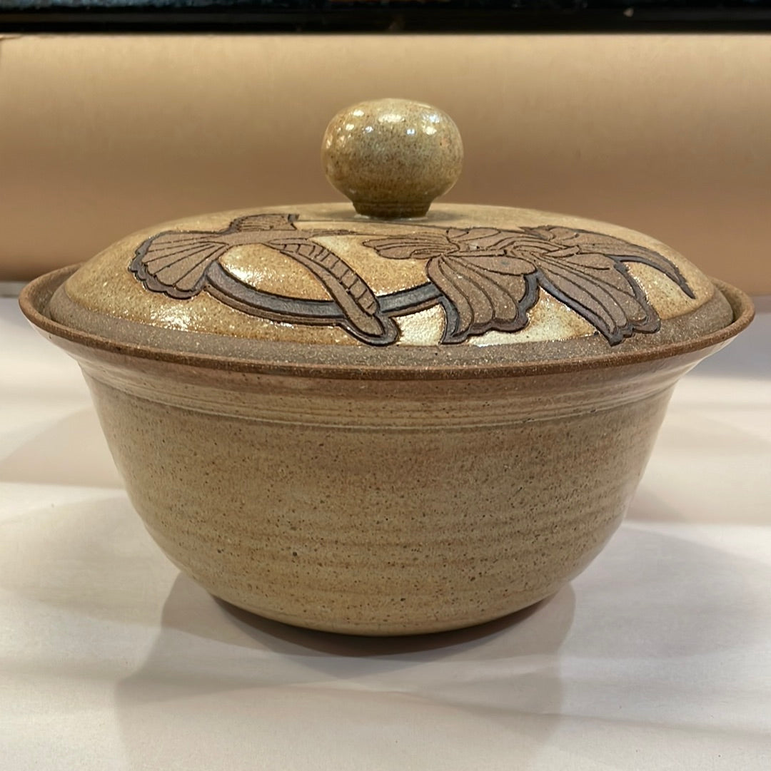 Handmade Ceramic Bowl/Hummingbird Lid