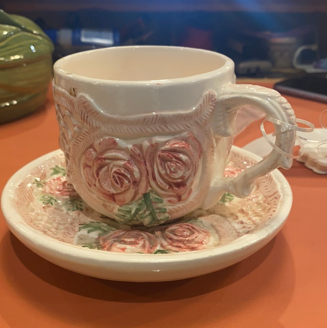 Rose teacup and plate
