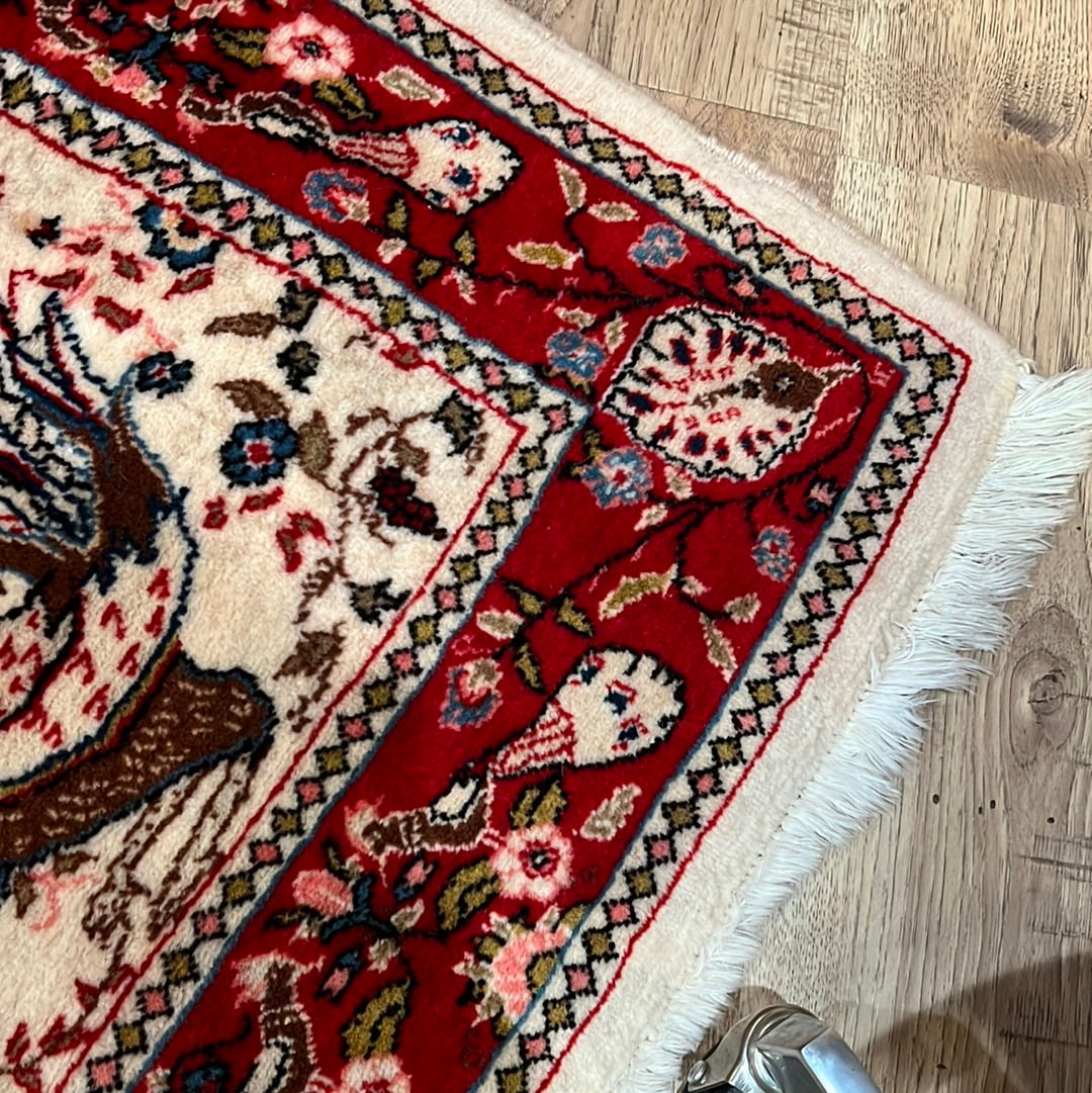 Antique Hand Knotted Wool Peacocks Rug