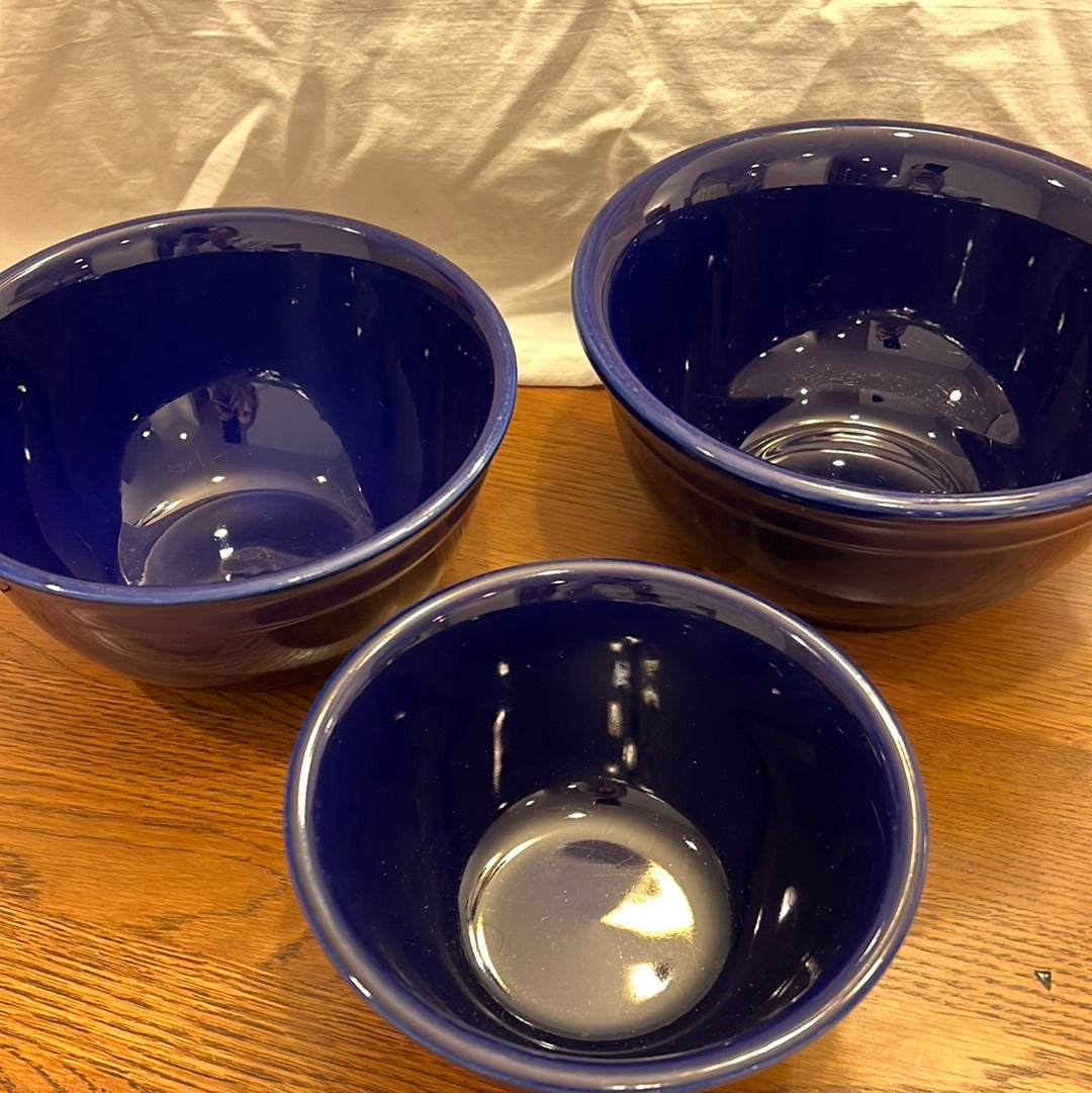 Set of 3 Vtg McCoy Cobalt Blue Nesting Bowls