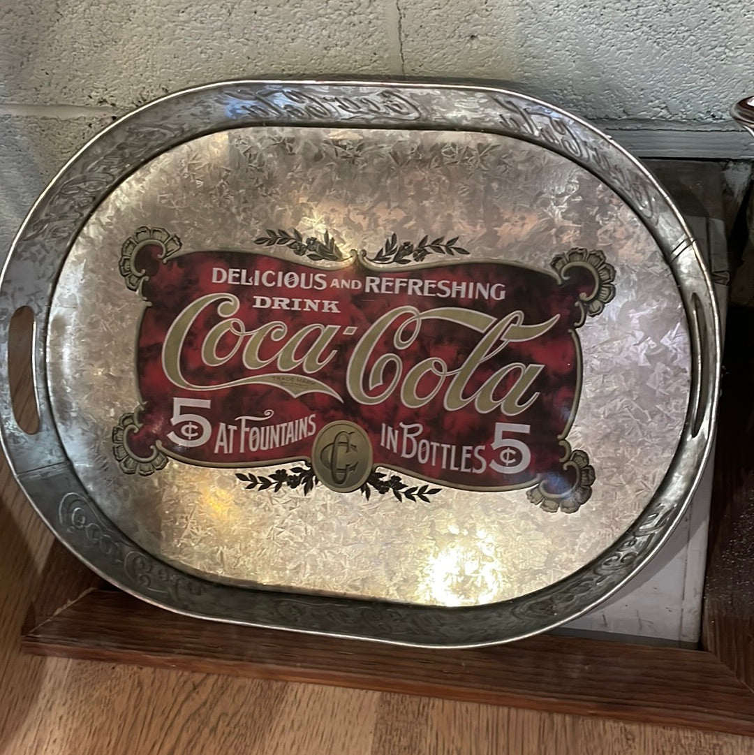 Coca Cola Galvanized Metal Serving Tray