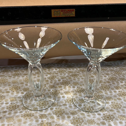 Pair of Vtg Libbey Omega Martini Glass