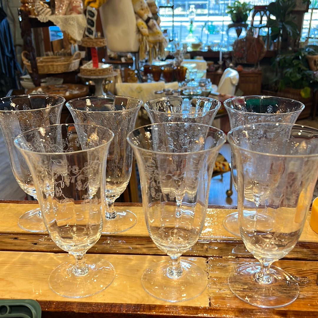Crystal Etched Ice Tea Glasses (7)