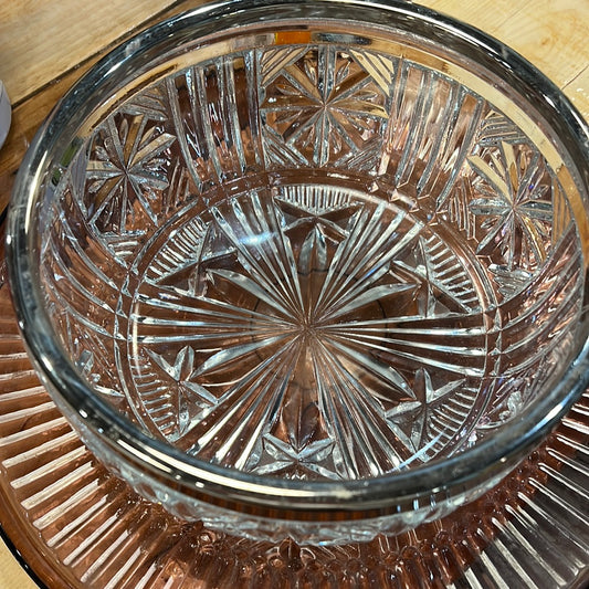 Raimond Vtg Clear Cut Crystal Glass Bowl