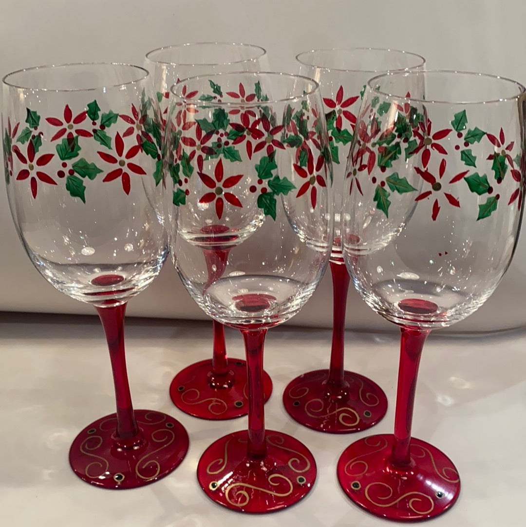 Poinsettia Wine Glasses (5)