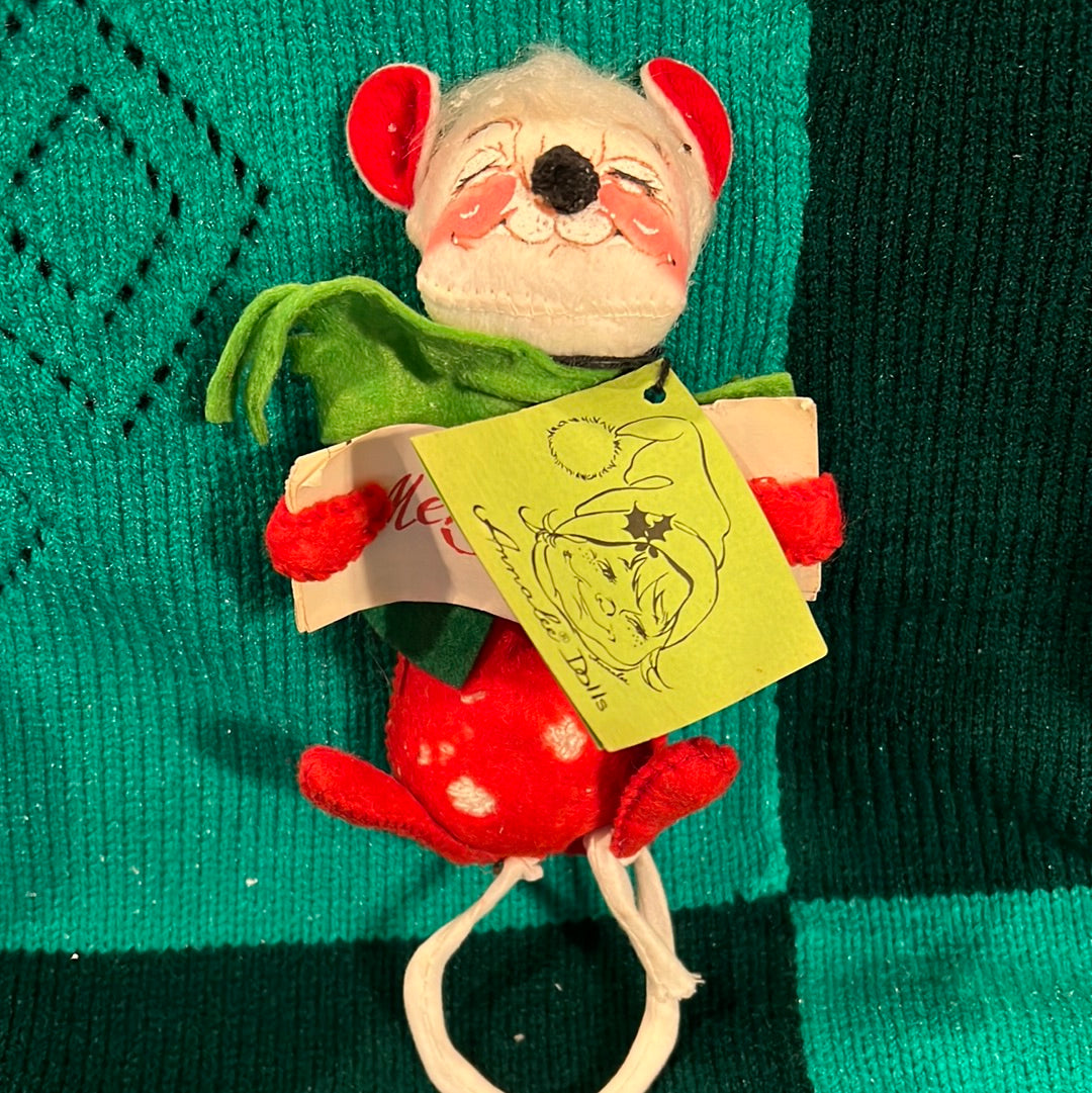 Vtg Christmas Mouse Annalee Doll
