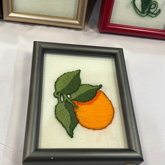 Vtg Needlepoint Fruit/Veggie Artwork