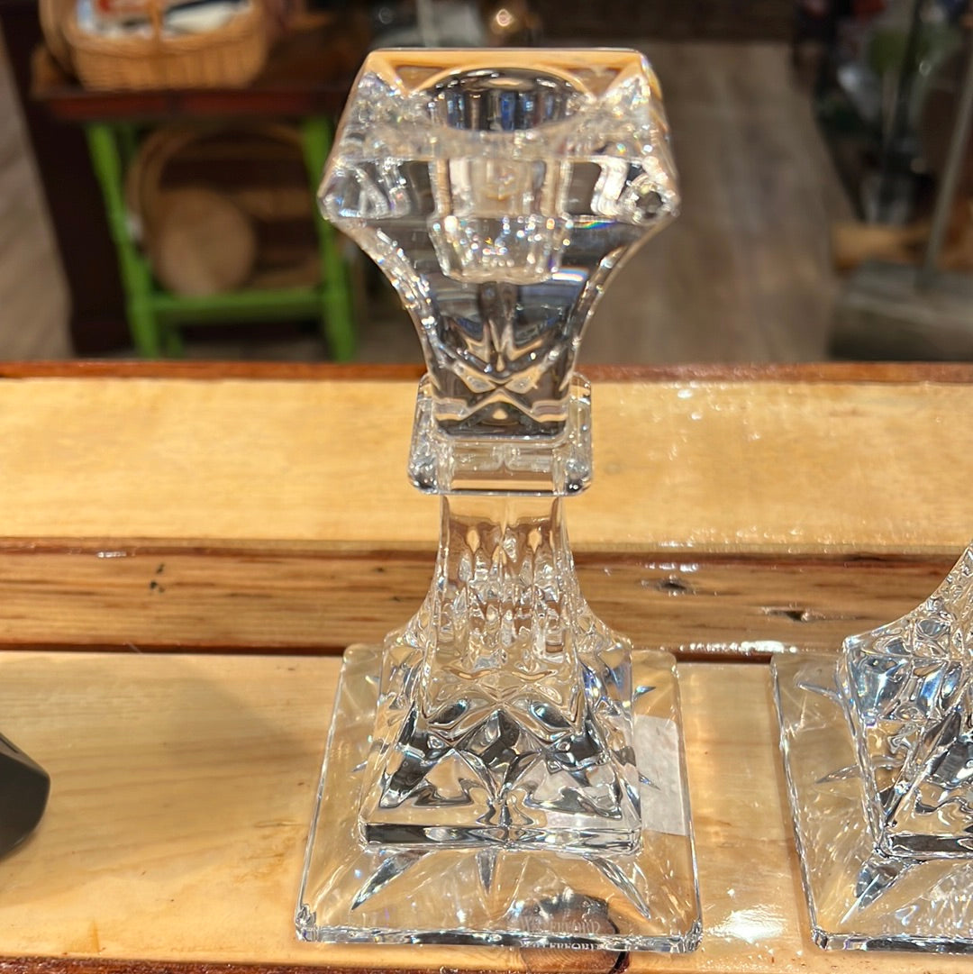 Pair of Linsmore Waterford Crystal Candlestick Holders