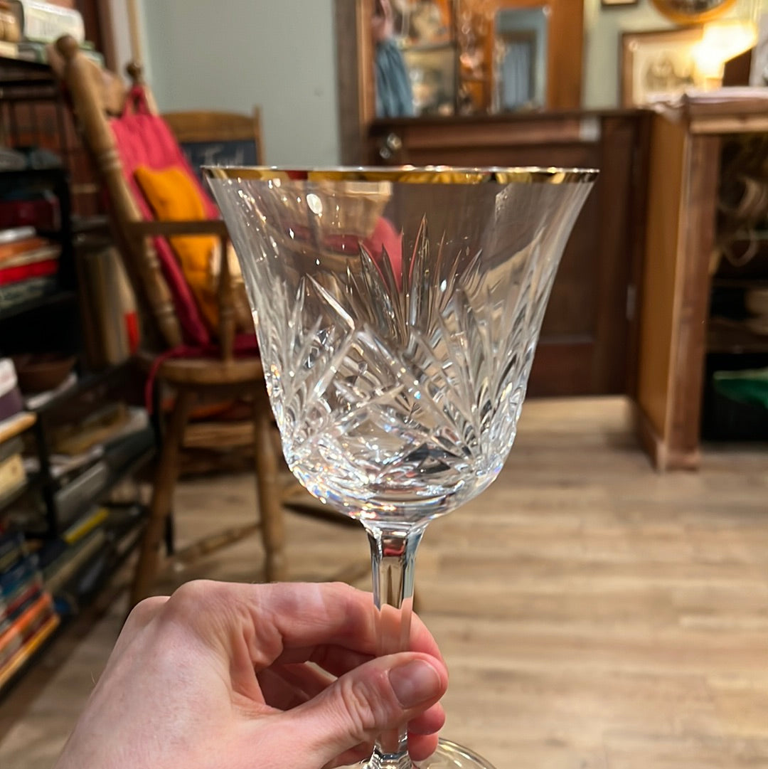 Gorham Crystal Royal Devon Gold Rimmed Wine Glass