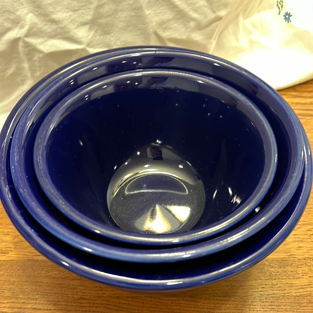 Set of 3 Vtg McCoy Cobalt Blue Nesting Bowls