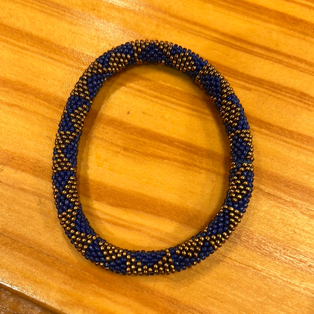 Navy & Gold Beaded Bracelet