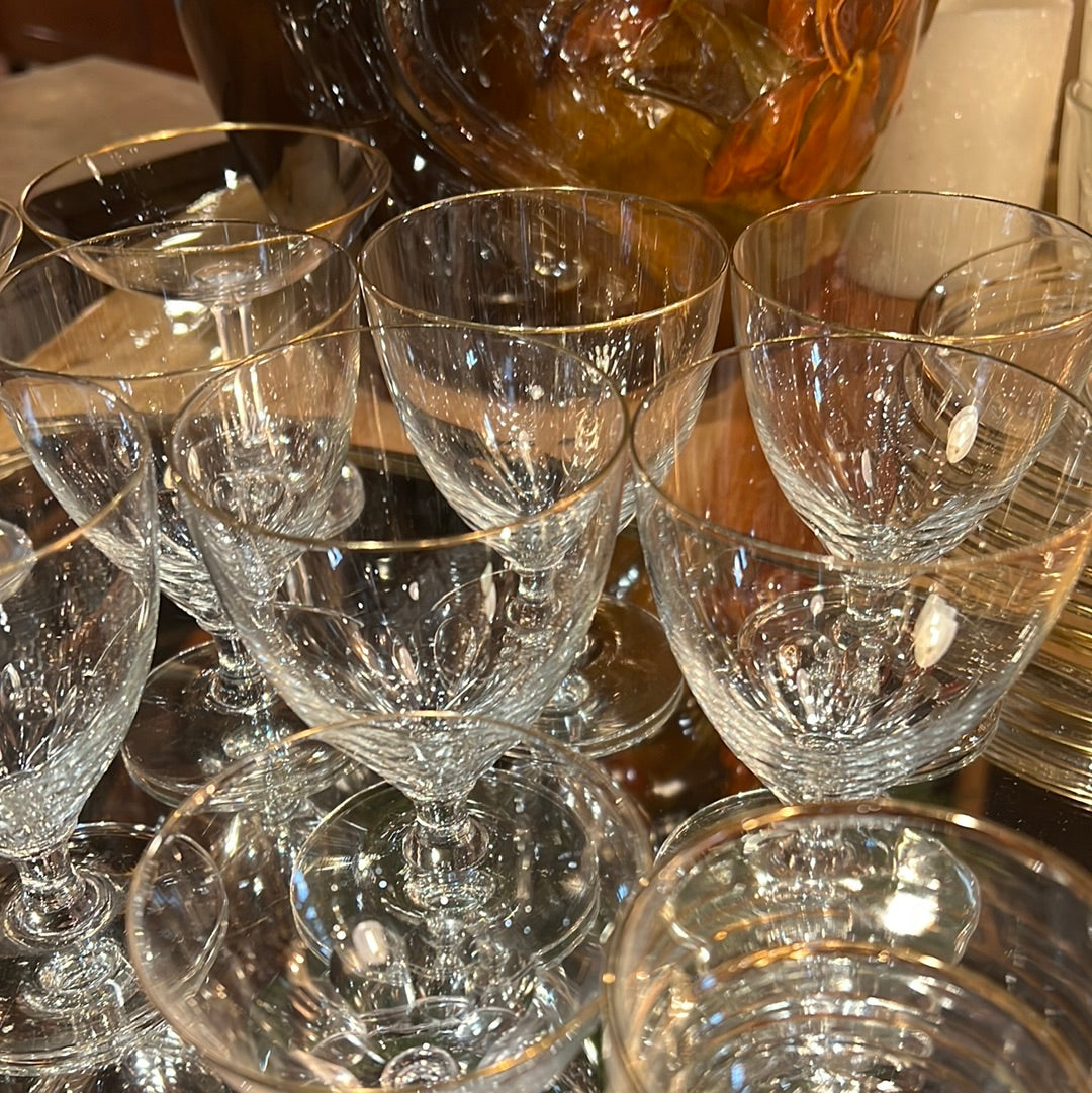 Set of 4 Hovmantorp Sweden Gold Rimmed Cordial Glasses