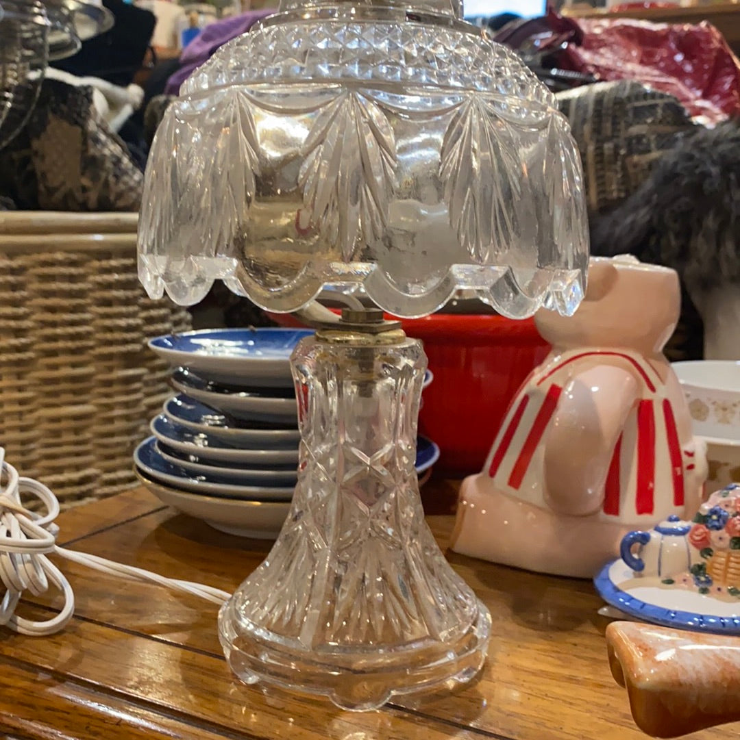 VTG Crystal Cut Glass Boudoir Lamp