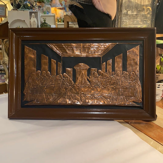 The Last Supper Embossed Copper in Wooden Frame