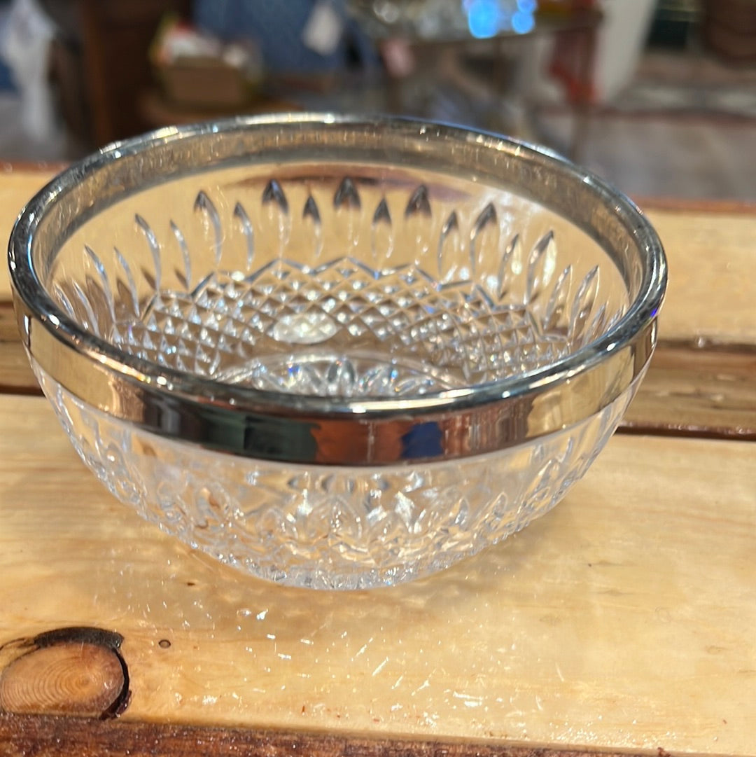 Silver Rimmed Crystal Bowl