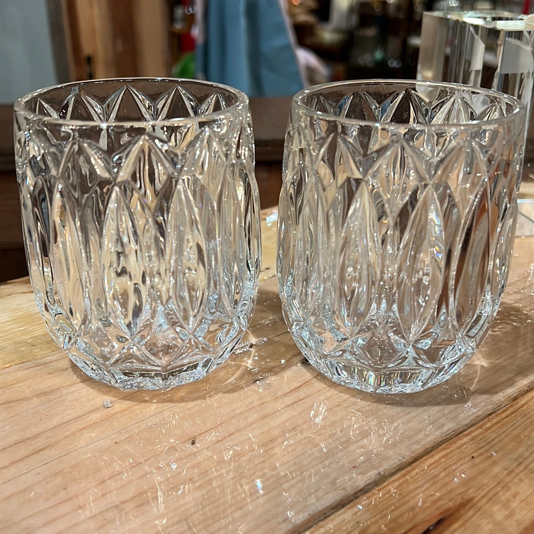 Pair of Crystal Double Old Fashioned Glass Lead Crystal
