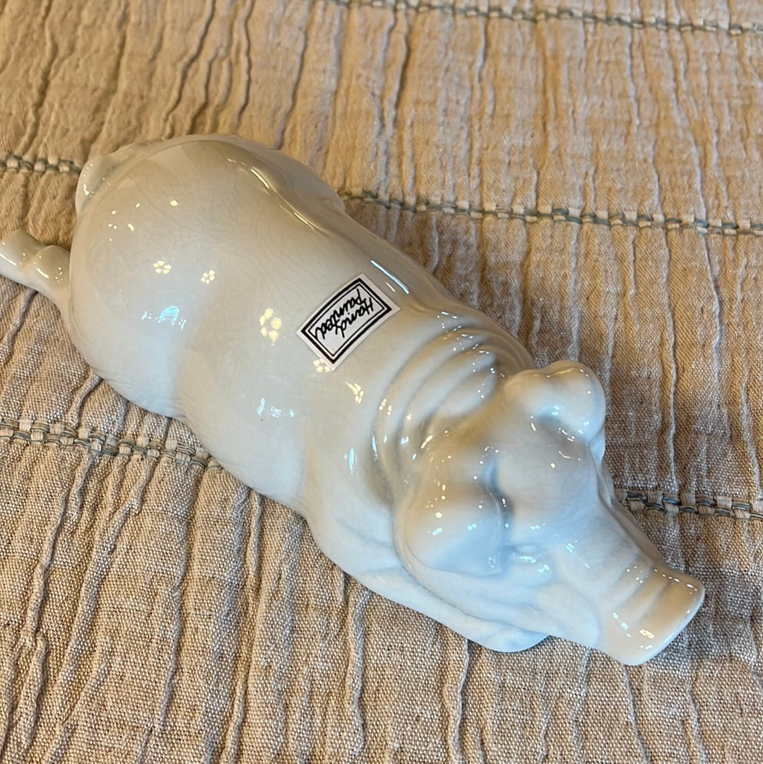 Hand Painted Ceramic Snoozing Pig
