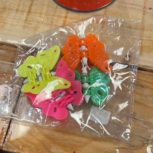 Set of 4 Vtg Butterfly Neon Clips