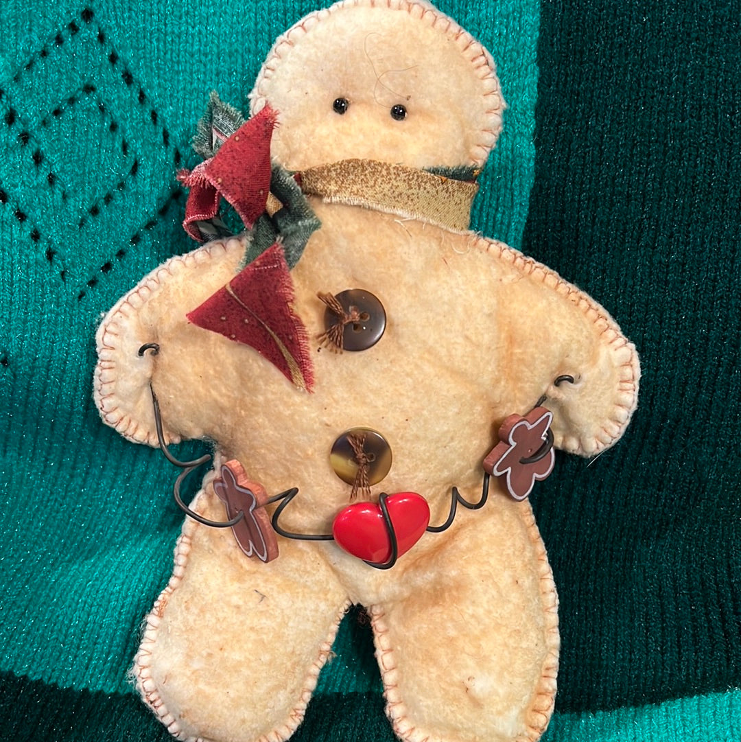 Vtg Handmade Gingerbread Man Ornament
