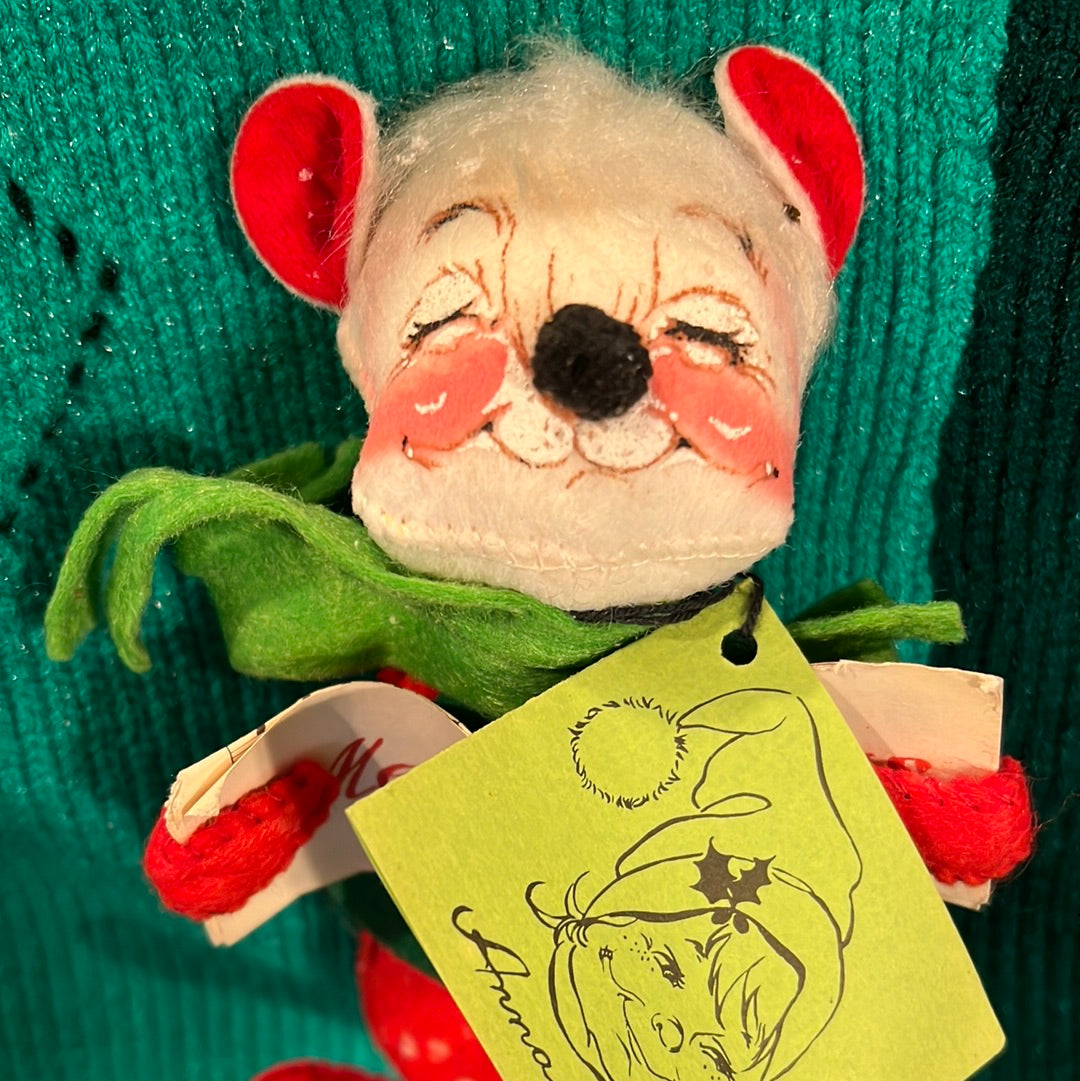 Vtg Christmas Mouse Annalee Doll