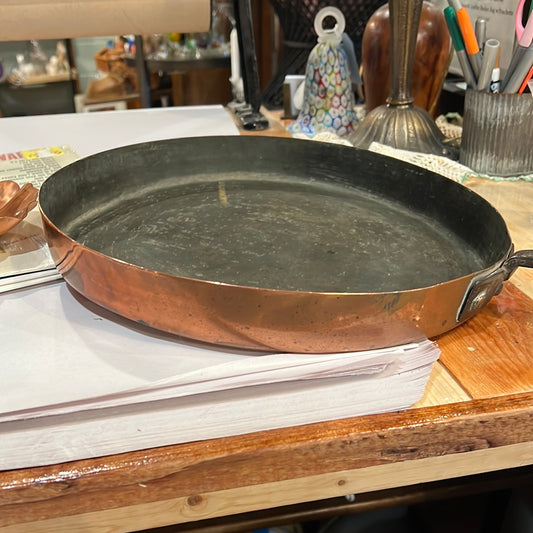 Antique Copper Pan w/hand forged iron handle