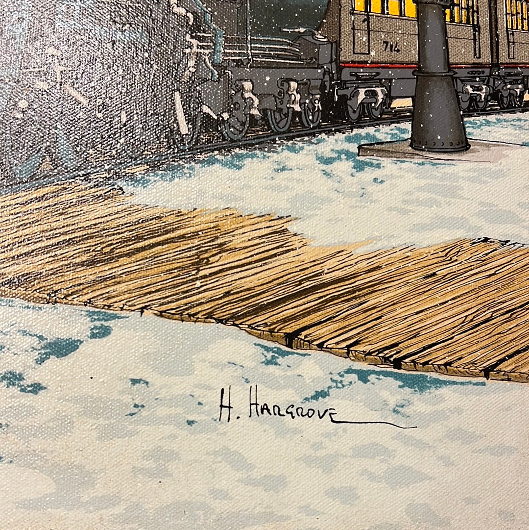 H. Hargrove Oil Serigraph of Steam Locomotive