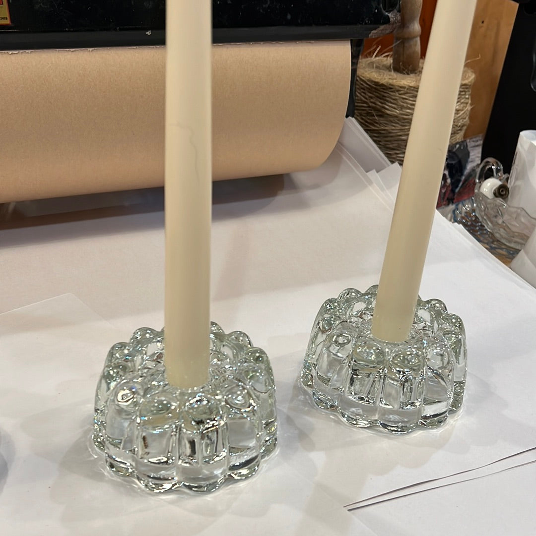Vtg set of Princess House 3-Way Glass Candle Holder