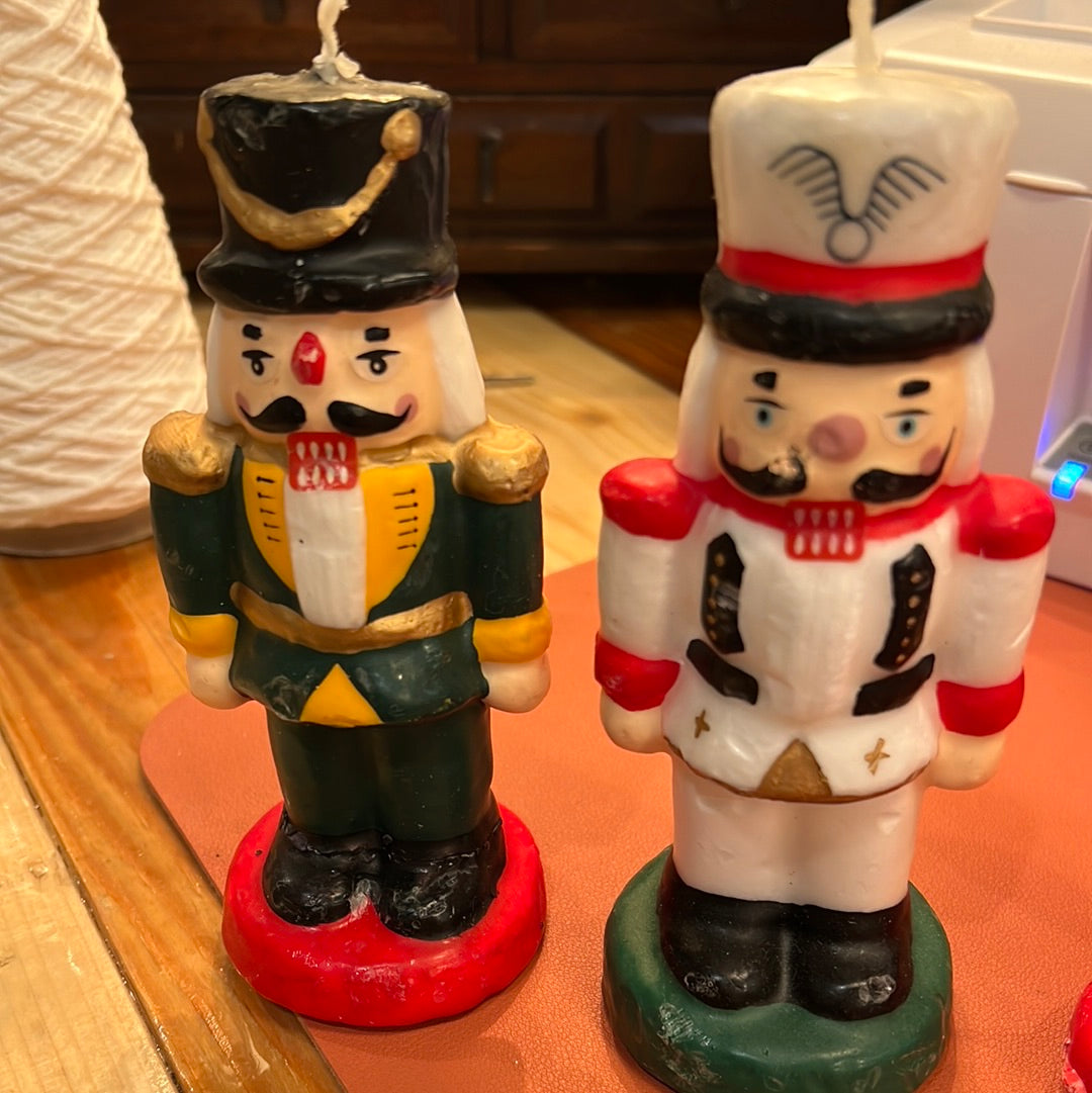Vtg Hand Painted Nutcracker Candle