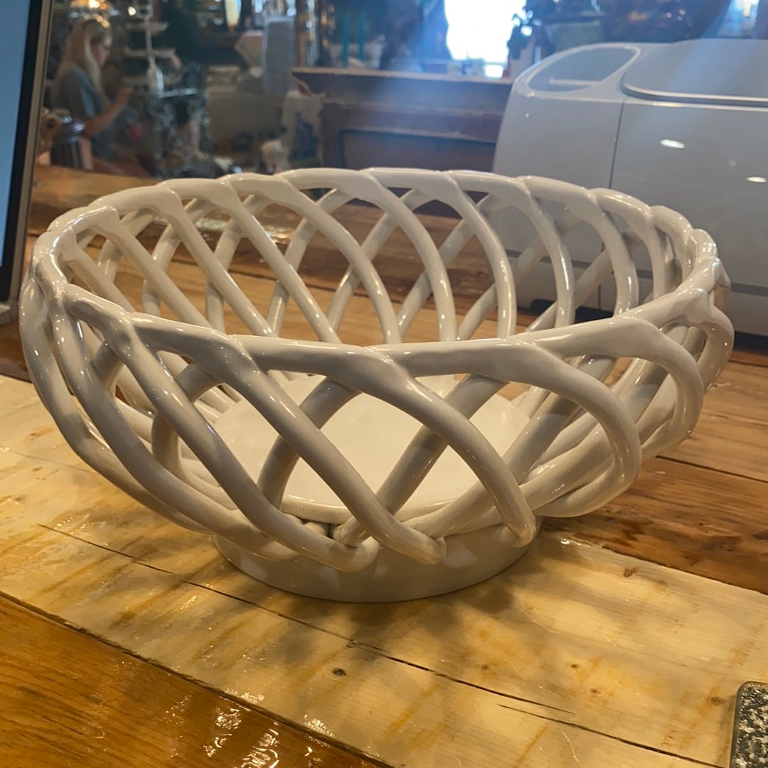 Ceramic Woven Bread Fruit Basket LJD