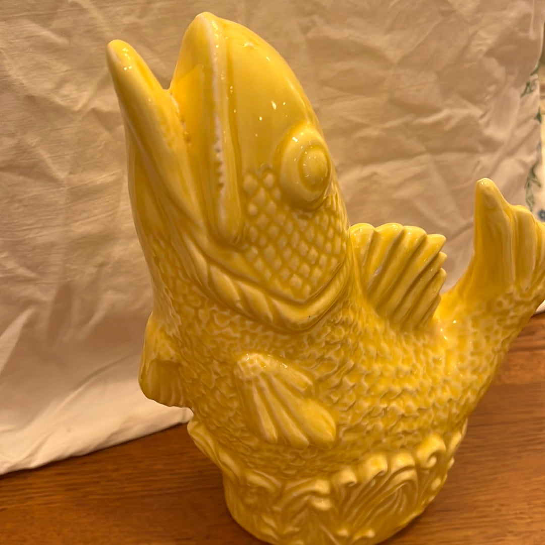 Vtg Ceramic Yellow Fish Sculpture