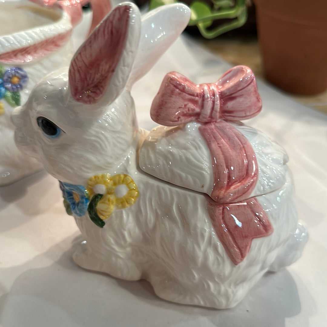 Vtg Easter Bunny Sugar Bowl