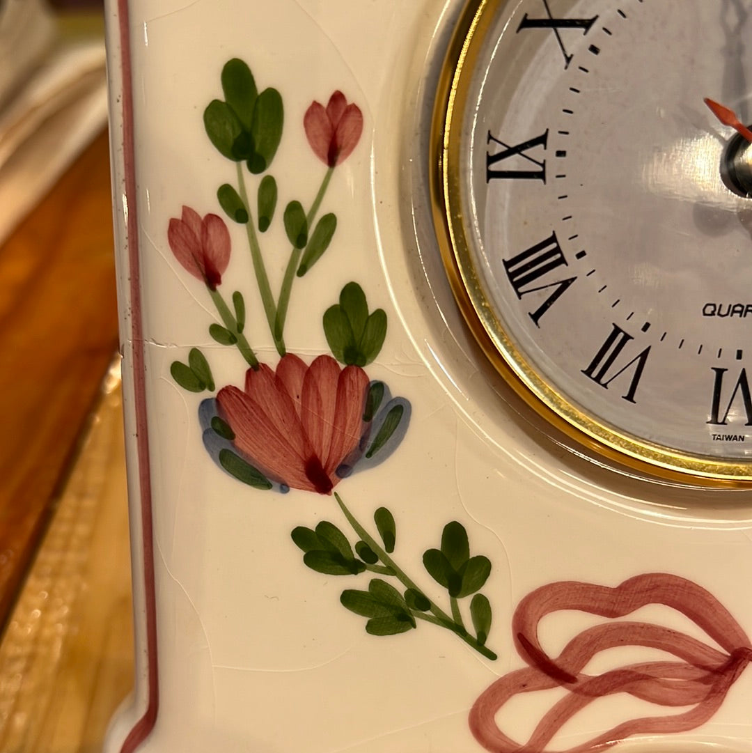 Floral Hand Painted Ceramic Clock