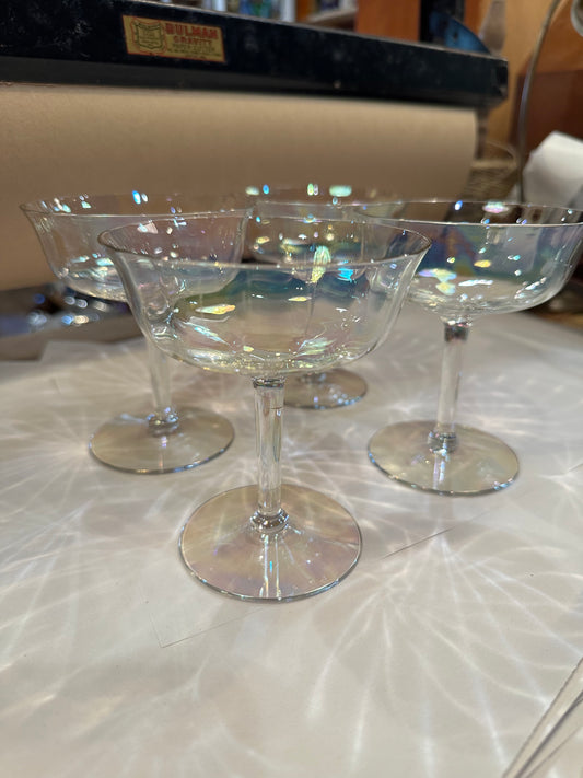 Set of 4 Dorothy Thorpe 60’s Bubble Clear Coupe Glasses