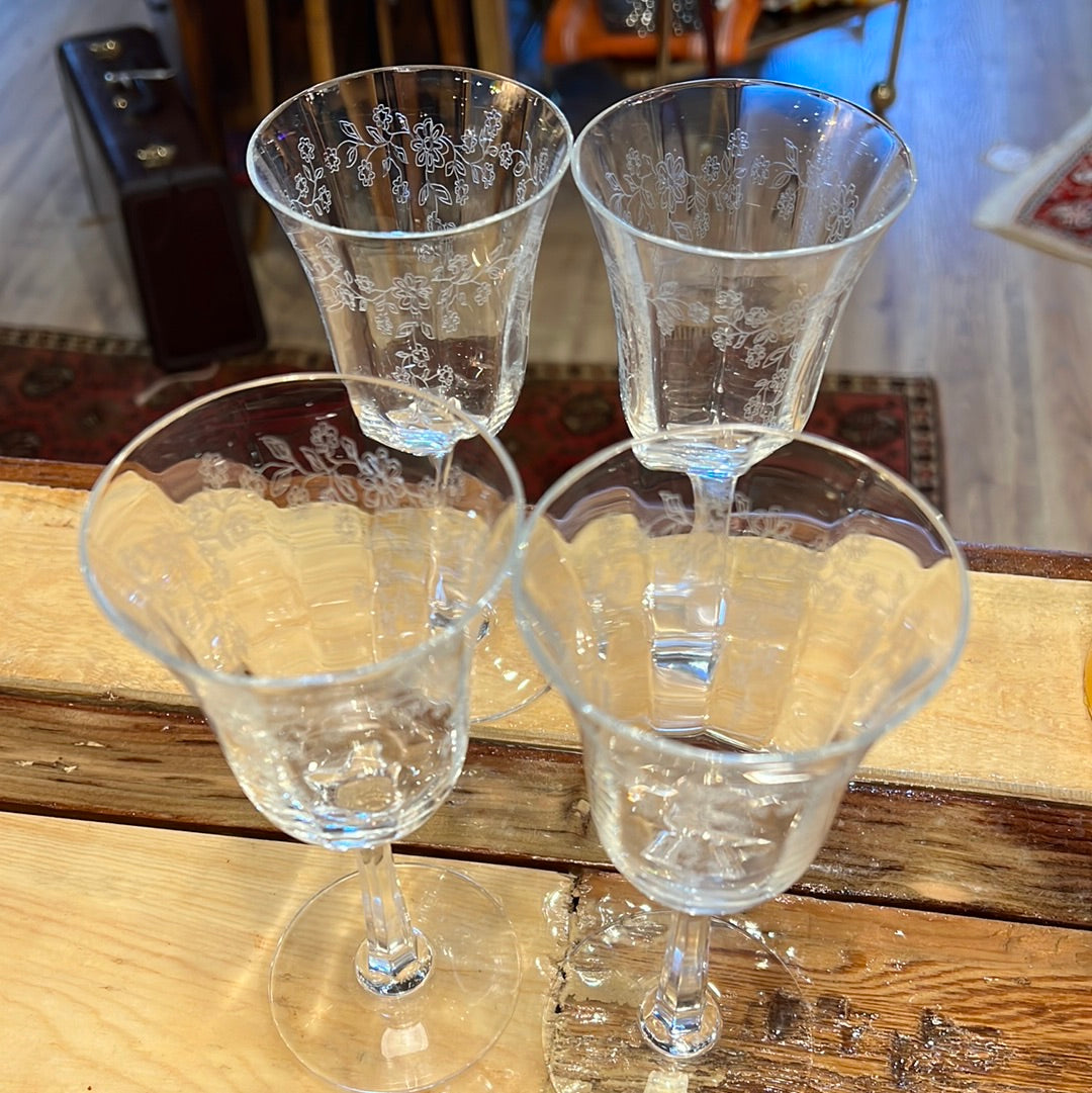 Crystal Etched Cordial Glasses (4)