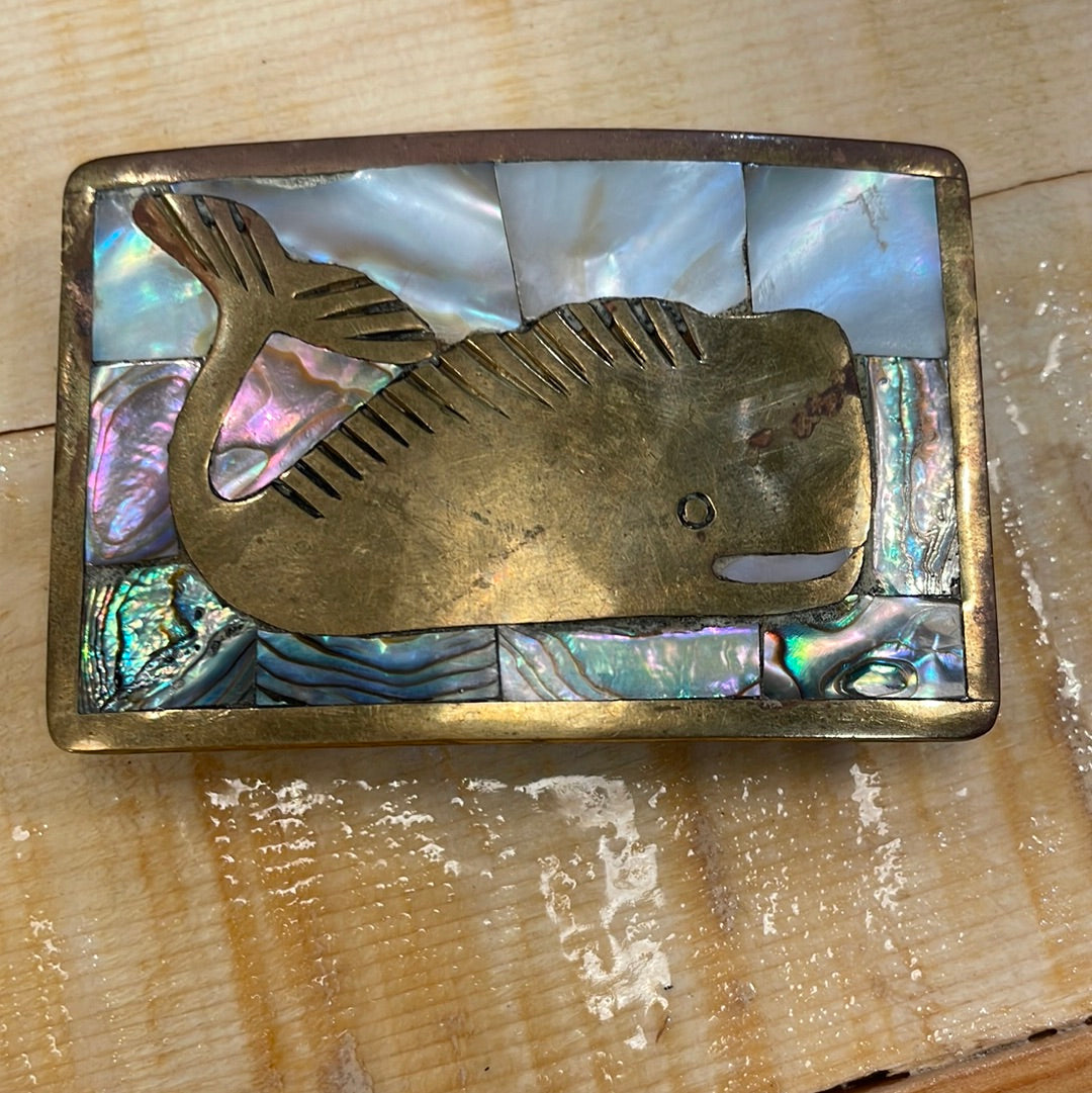 Brass and Abalone Whale Buckle