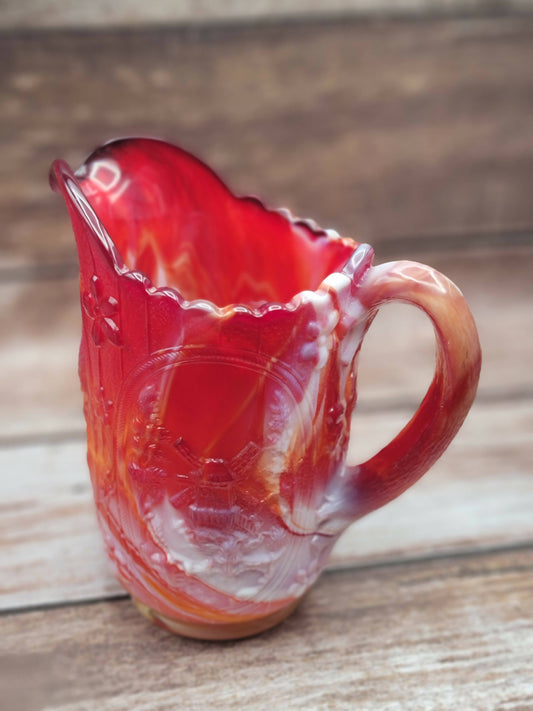 Slag glass pitcher