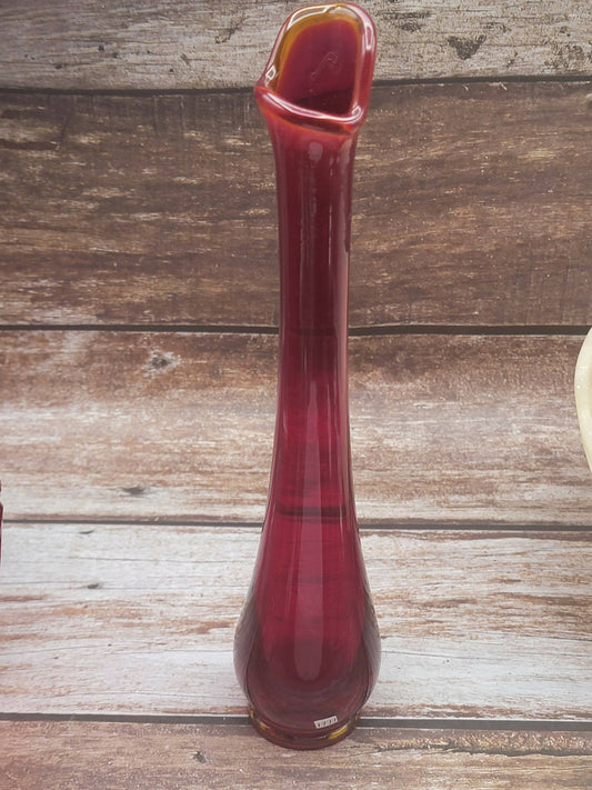 10.5" Viking ruby red swung vase