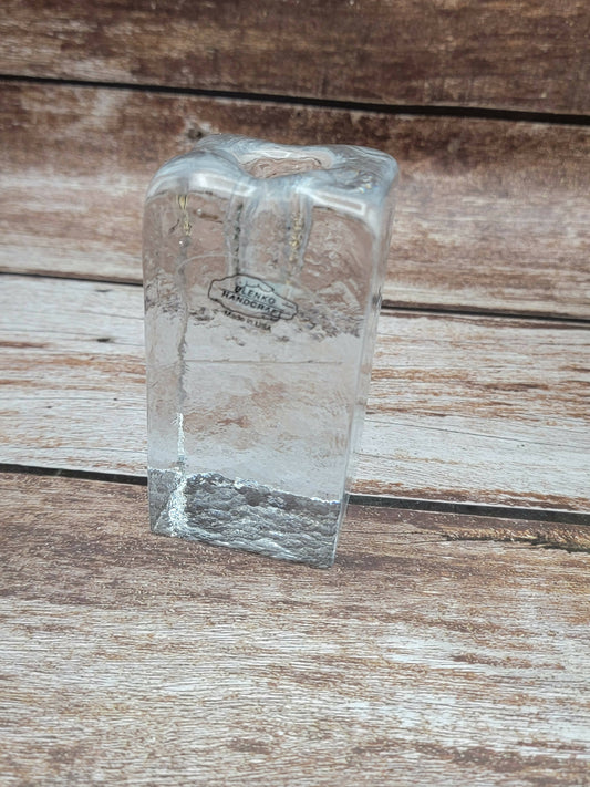 Blenko clear candle holder